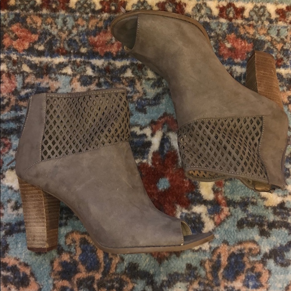 Peep toe bootie heels